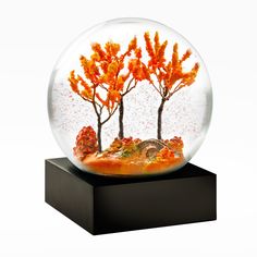 snow globe water globe fall foliage leaves orange gift decor Nostalgic Meaning, Unique Snow Globes, Autumn Snow, Globe Collection, Ballerina Gift, Snow Gloves, Water Globes, Color Swirl, Decorative Accents