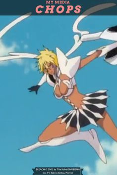 a cartoon character is flying through the air with her arms out and legs spread wide