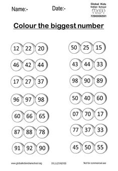 an image of a printable worksheet for numbers 1 - 10 with the words'color the biggest number '