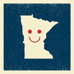 the state of minnesota with a smiley face