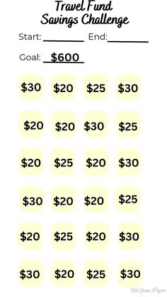 a printable savings challenge for students to use