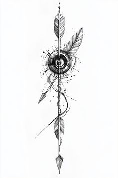 a drawing of an arrow with feathers on it