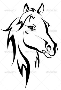 a horse's head in black and white - animals characters