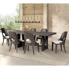 This 7-piece dining set includes a striking dining table and six elegantly crafted chairs, designed to bring both style and comfort to your dining area. 7 Piece Dining Set, Furniture Of America, Solid Wood Dining Table, Dining Room Bar, Online Furniture Stores, Dining Table Setting, Dining Set, Bar Furniture, Dining Area