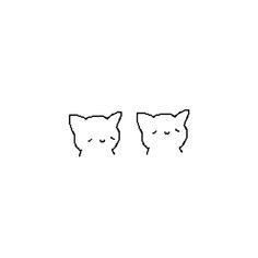 two cats that are standing next to each other on a white background with black lines