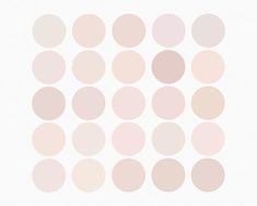 a white background with pink and beige circles on the bottom right corner, all in different sizes