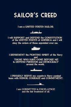 sailor's creed poster with the words, i am a united states sailor