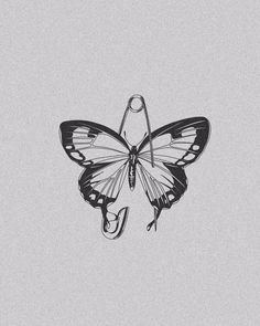 a black and white drawing of a butterfly