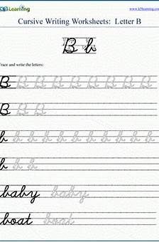 cursive writing worksheet letter b