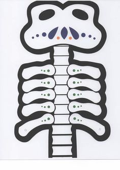 a drawing of a skeleton with the ribcage cut out to look like it's from above