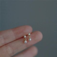 Aveuri S925 Sterling Silver Exquisite Small Zircon Pearl Stud Earrings Women Charm Temperament Student Jewelry Accessories Gold Earrings For Kids, Small Earrings Gold, Stud Earrings Women, Gold Earrings Models, Gold Earrings For Women, Gold Rings Fashion, Gold Jewelry Simple, Gold Fashion Necklace, Pretty Jewelry