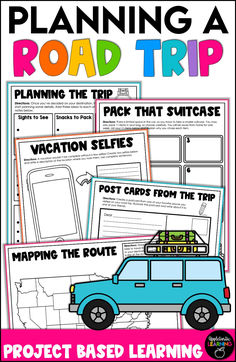 a road trip with the text, planning a road trip and pictures to help students learn how