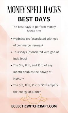 Awesome, powerful, amazing money spells that always work to attract abundance in your life! Learn how to time these spells for optimum results. Lunar phases, planetary hours, and other timing methods are covered. Start your 30 day abundance challenge now with free powerful money spells. You'll have an abundance of money and prosperity in 2023 and beyond! Spells That Really Work, Money Spell, Spell Casting