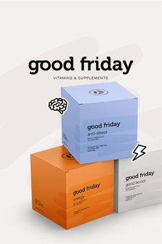 three boxes are stacked on top of each other with the words good friday written above them