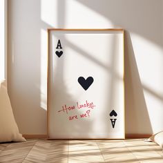 How Lucky Are We ACE OF HEARTS Card Poster, Trendy Wall Art, Affirmation Quote, Retro Trendy Aesthetic Wall Art, Funky Playing Card Wall Art Ace Of Hearts Card, Wall Art Funky, Hearts Card, Art Funky, Aesthetic Wall Art, Ace Of Hearts, Card Poster, Trendy Aesthetic, Vintage Type