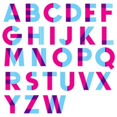 an alphabet with pink and blue lines