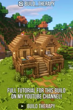 an image of a house made out of wood with text that reads build therapy full tutor for this build on my youtube channel