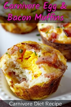 an egg and bacon muffins on a white plate with the title above it