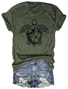 PRICES MAY VARY. Women's Summer Turtle Printed T-Shirt Funny Cute Animal Graphic Tees Tops Material: soft material; Lightweight, soft and breathable. Style:Round Neck Tops, short sleeve T-Shirt, graphic tshirt, casual tops, funny cute tees. Suitable for matching pants, leggings, skirts, shorts, jeans, and so on. As different computers display colors differently, the color of the actual item may vary slightly from the above images, thanks for your understanding. Tshirts For Leggings, Cheap Graphic Print Tops For Outdoor, Cheap Summer Tops With Sublimation Print, Free Shirt Images, Cheap T-shirt For Spring, Cheap Sublimation Print Tops For Summer, Green T Shirts, Graphic Tees Summer, Popular Shirt Designs Graphic Tees