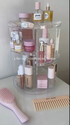 Amazon Rotating Makeup Organizer | 360 Spinning Makeup Storage Display Acrylic Rotating Organizer, Acrylic Skincare Organizer, Rotating Skincare Organizer, Skincare Drawer, Skincare Display, Organiser Ideas, Skin Care Organizer, Skincare Shelf, Skincare Organiser