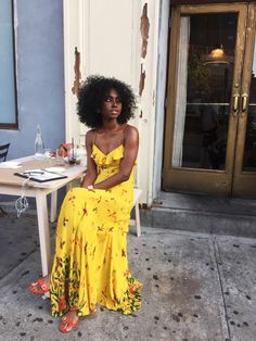 Renée Black Is Beautiful, Trendy Dresses, Mykonos, Outfits Casuales, Yellow Dress, Look Fashion, Summer Style, Cuba, Summer Dress