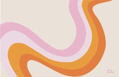 an orange, pink and yellow swirl pattern on a beige background with the letter c in the center