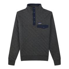 Beautifully Kept, Barely Used Men's Organic Cotton Quilt Snap-T Pullover. No Holes, Stains, Pets Or Smoking. Just Needing A New Home Where The Cold Needs A Great Layer. Size: Medium / Color: Grey & Navy Blue Body: 8.6-Oz 79% Organic Cotton/21% Recycled Polyester Jacquard Knit In A 1¼" Diamond-Quilt Pattern (Face: 100% Organic Cotton). Cuffs And Hem: 12-Oz 99% Organic Cotton/1% Spandex Rib Knit. Pocket, Placket And Inner Collar: 4.5-Oz 100% Recycled Nylon Plain Weave With A Dwr (Durable Water Rep Knit Pocket, Jacquard Knit, Diamond Quilt, Cotton Quilts, Plain Weave, Grey Blue, Quilt Pattern, Blue Gray, Fair Trade