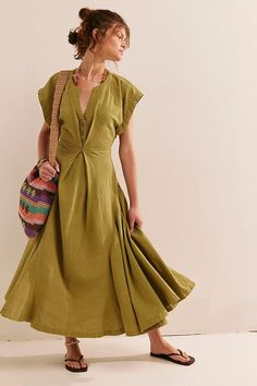 Outta Here Midi | Free People Midi Semi Formal Dress, Summer Dress And Sneakers, Loose Summer Outfits, Modest Summer Dress, Bbq Outfits, Mom Fits, Tara Dress, Modest Style, Old Navy Dress