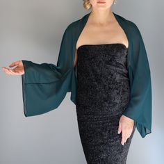 A very elegant chiffon sleeves wrap for your wedding party or evening dress. Made of soft chiffon, very comfortable and easy to wear. Color: deep green ( other colors are available ) Size : unique / fits all You can use it as a wrap, shawl or stola. WE have matching bags in our Etsy Shop! WE accept credit cards! Elegant Wrap Shrug For Party, Elegant Party Wrap Shrug, Party Chiffon Shawl, Elegant Green Shawl For Party, Elegant Green Shawl For Wedding, Elegant Green Wedding Shawl, Wedding Shrug, Green Peacock, Chiffon Sleeves