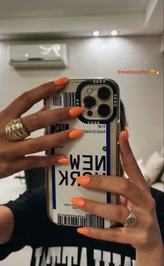 Orange Acrylic Nails, Nails Orange, Zara Style, Orange Nail, Smink Inspiration, Cute Summer Nails, Nails 2024