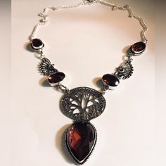 Stunning 925 Sterling Silver Necklace 22 Inches N Length 56 Carats Of Garnet Stones 100% Authentic Stones, 925 Sterling Silver. This Will Be A Nice Addition To Your Jewelry Collection. Thanks For Dropping In An Checking My Closet Out. God Has Blessed Me With Such Wonderful People In My Life. I’m So Appreciate Everyone Of You. “Hugs” May Gods Light Shine Upon All Of You. God Has Blessed Me, Lucky Stone, Garnet Necklace, Tree Of Life Necklace, Garnet Stone, Sterling Silver Necklace, Tree Of Life, Sterling Silver Necklaces, Womens Jewelry Necklace