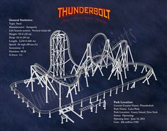 the thunderbird roller coaster at six flags amusement park is shown in blue and white