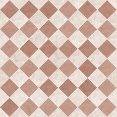 an image of a checkered tile pattern in brown and white colors on the floor