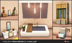 several pictures of different types of furniture and decor in various rooms, including a bathtub