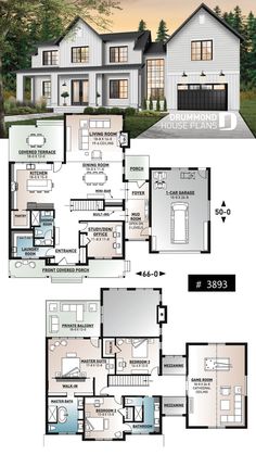 the floor plan for this modern house is very large and has lots of space to put in