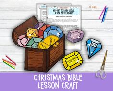 christmas bible lesson craft with scissors, pencils and other items to make it look like an origami