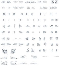 an image of various designs on a white background, including lines and swirls in different shapes