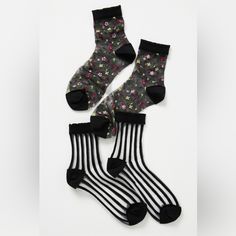 Anthropologie Set Of Two Sheer Socks Stocking Stuffers For Her, Sheer Socks, Anthropologie Accessories, Cat Socks, Cold Weather Fashion, Dress Socks, 50 Fashion, Hosiery, Color Coding