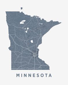 a map of minnesota with the name and shape