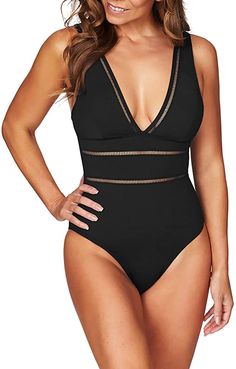 B2prity Women Monokini Tummy Control One Piece Swimsuit Deep V Neck Bathing Suit Slimming Swimwear at Amazon Women’s Clothing store Shaping Swimwear, Retro Bathing Suits, Personal Fashion Stylist, Bathing Suit Styles, Swimsuit One Piece, Monokini Swimsuits, Plus Size Swimsuits, Sport Chic, Sea Level