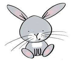 a cartoon rabbit sitting down with its eyes closed and ears wide open in front of the camera