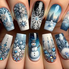 Unique Acrylic Nail Designs, Christmas Gel Nails, Unique Acrylic Nails, Trendy Nail, Nail Designs Glitter