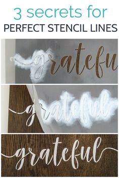 three different types of stencils with the words 3 secrets for perfect stencil lines