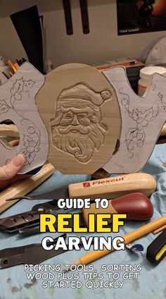 relief carving Carving For Beginners, Dremel Crafts, Santa Carving, Wood Craft Patterns, Dremel Carving, Relief Carving, Tool Storage Diy