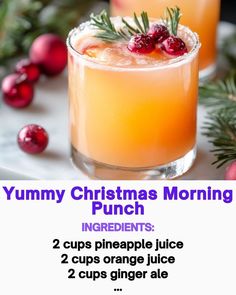 yummy christmas morning punch recipe with pineapple juice and 2 cups orange juice for 2 cups ginger ale