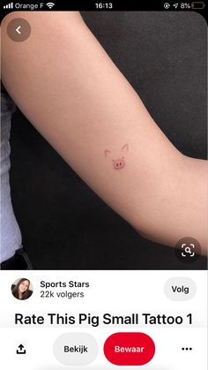 a person with a small tattoo on their arm that says rate this pig small tattoo 1