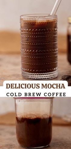 delicious mocha cold brew coffee in a mason jar