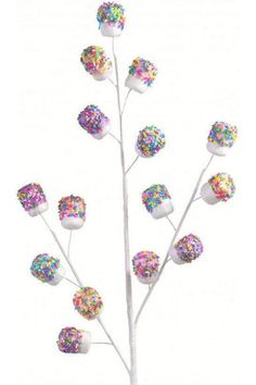 Shop For 28 Marshmallow Candy Sprinkle Spray at Michelle's aDOORable Creations Whimsical Christmas Decorations, Marshmallow Candy, Christmas Candyland, Wreath Embellishments, Whimsical Christmas Decor, Fake Bakes, Candy Wreath, Halloween Deco Mesh, Candy Ornaments