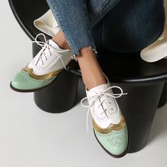 Shop Green and White Retro Wingtip Women's Oxford Shoes Round Toe Lace up Work Shoes color Green for Anniversary, Date, Going out, Hanging out, School, Work with worldwide Free shipping & Free return. Women's Oxford Shoes, Zebra Print Shoes, Navy Blue Wedding Shoes, Blue Satin Heels, Royal Blue Wedding Shoes, Red Satin Heels, Navy Wedding Shoes, Kitten Heel Wedding Shoes, Cheetah Print Shoes