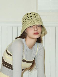 SIEOR is a global brand loved by many artists for its comfortable and simple details that harmonize with daily life.- Lightweight and comfortable to wear- Sophisticated and breathable knitting detail bucket hat- Great to match with any outfits- Daily point item Casual Crochet Hat For Winter Vacation, Everyday Bucket Hat For Summer, Trendy Knitted Wide Brim Hat, Casual Knitted Wide Brim Sun Hat, Lightweight Casual Crochet Hat With Short Brim, Solid Color Summer Beanie Hat, Casual Beige Crochet Hat For Spring, Casual Knitted Summer Hats, Casual Summer Knitted Hats